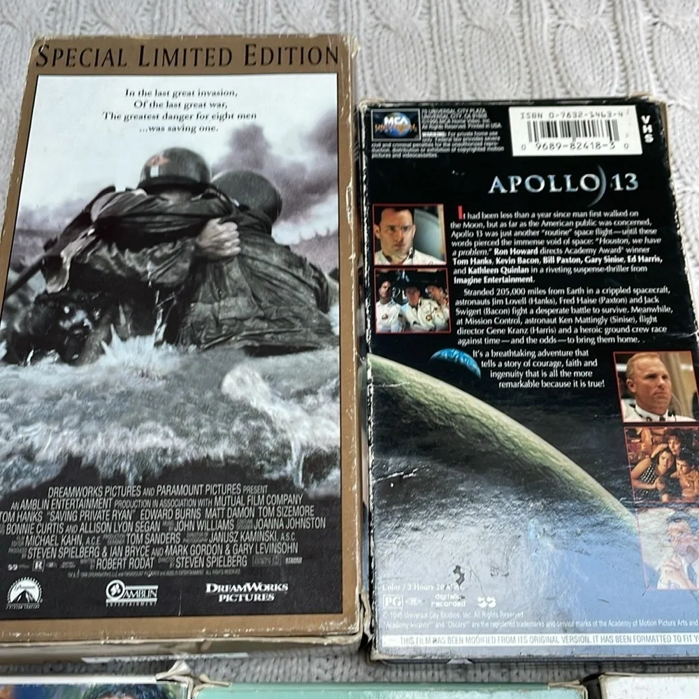 VHS Tom Hanks movie bundle. Cast Away Dragnet Forrest Gump Apollo13 Saving Ryan